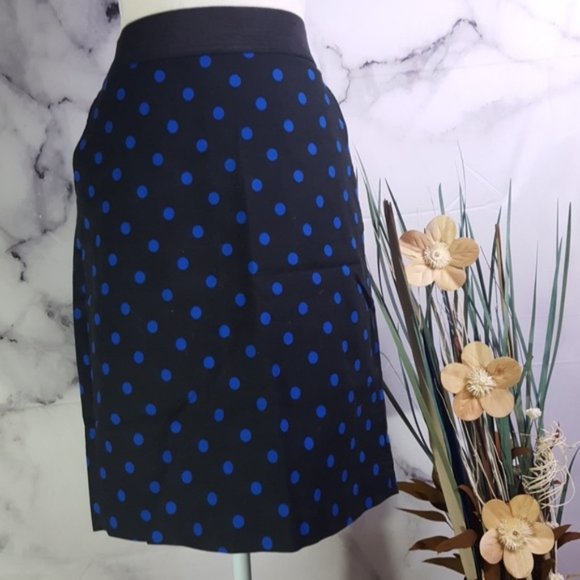 Investments Dresses & Skirts - Investments Black/Blue Polka Dot Pencil Skirt